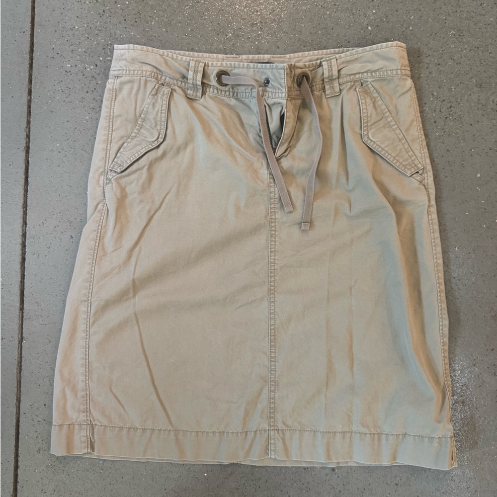 Y2K Banana Republic Factory Tan Pencil Skirt with Tie Front